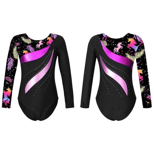 Kids Girls Unitard Ballerina Bodysuit One Piece Jumpsuit Gymnastics Rompers - Picture 49 of 76