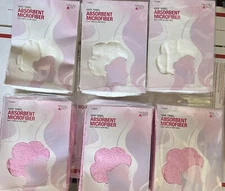 6x Beauty 360 Hair Towel Absorbent Microfiber Easy Twist, Loop Hold White & Pink