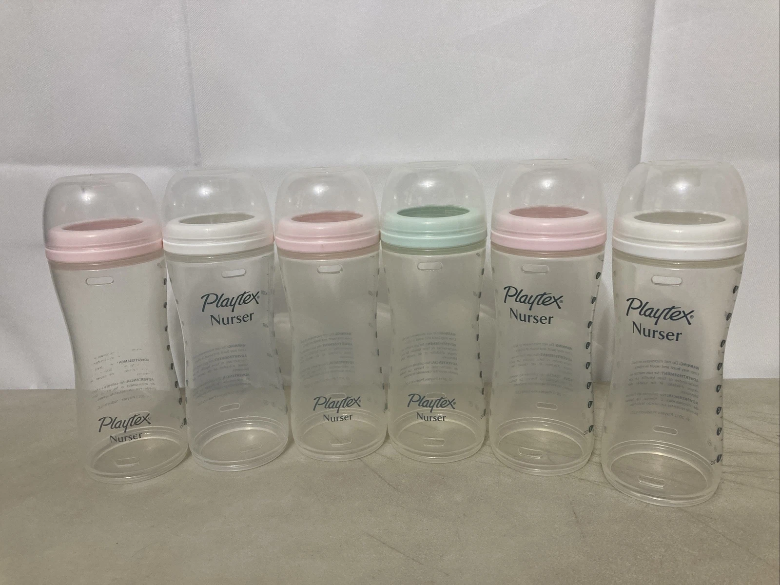 Vintage Playtex Nurser Drop In Bottles Girls Pink Green White No Nipples 8 Oz