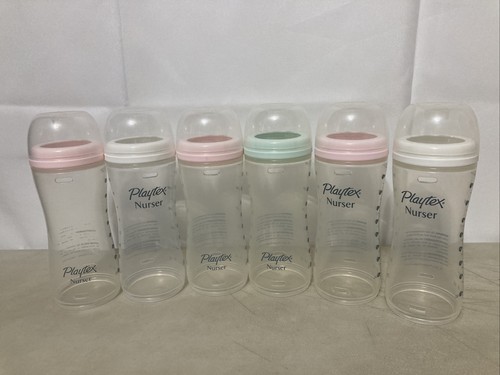 Vintage Playtex Nurser Drop In Bottles Girls Pink  Green White No Nipples 8 Oz - Picture 1 of 5