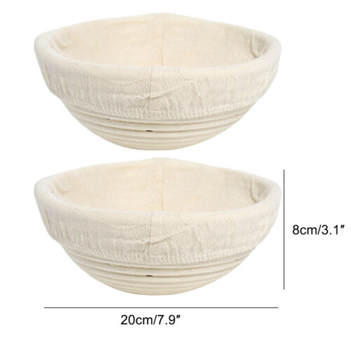 2pcs Round Bread Proofing Basket Sourdough Proving Baking Mold With Liner Rattan - Picture 2 of 9