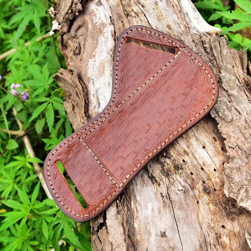 EE. UU. Funda de cuero con funda de panqueques hecha a mano hoja fija EDC - Imagen 3 de 4