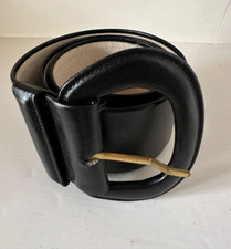 New Vintage Anne Klein for Calderon Black Leather Belt SMALL Made In USA