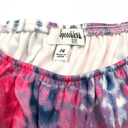 Speechless Kids Girls Size 14 Short Ruffle Sleeve Blouse Tie Dye Multi - Bild 3 von 9