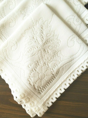 Vintage Spitze weiß Stoffservietten 4er Set Quäker-Stil Polyester Wäschen 15x 15" - Bild 4 von 6