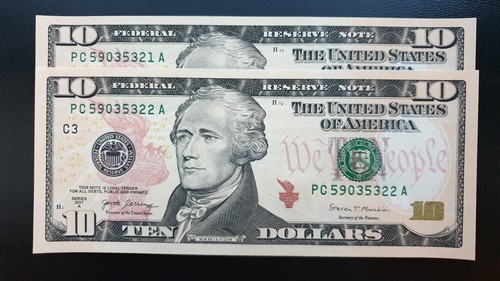 UNITED STATES 10 2017 A Carranza Mnuchin USA US X 2 Consecutive UNC united-states-10-2017-a-carranza-mnuchin-usa-us-x-2-consecutive-unc