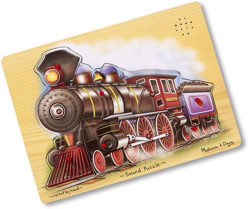 NEW WOODEN Melissa & Doug Train Engine Sound Wood Wooden Peg Puzzle - 9 Pieces - Picture 2 of 2