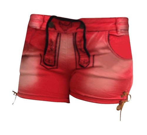 Trachtenlederhose Styl Damen Shorts Jeans Trachtenhose Rot S Baumwolle Vegan - Bild 3 von 4