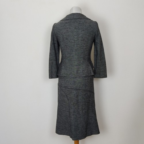 Vintage Alberta Ferretti Skirt Suit Set Size UK 6 / 8 Grey 2 Piece Main Line - Picture 3 of 15
