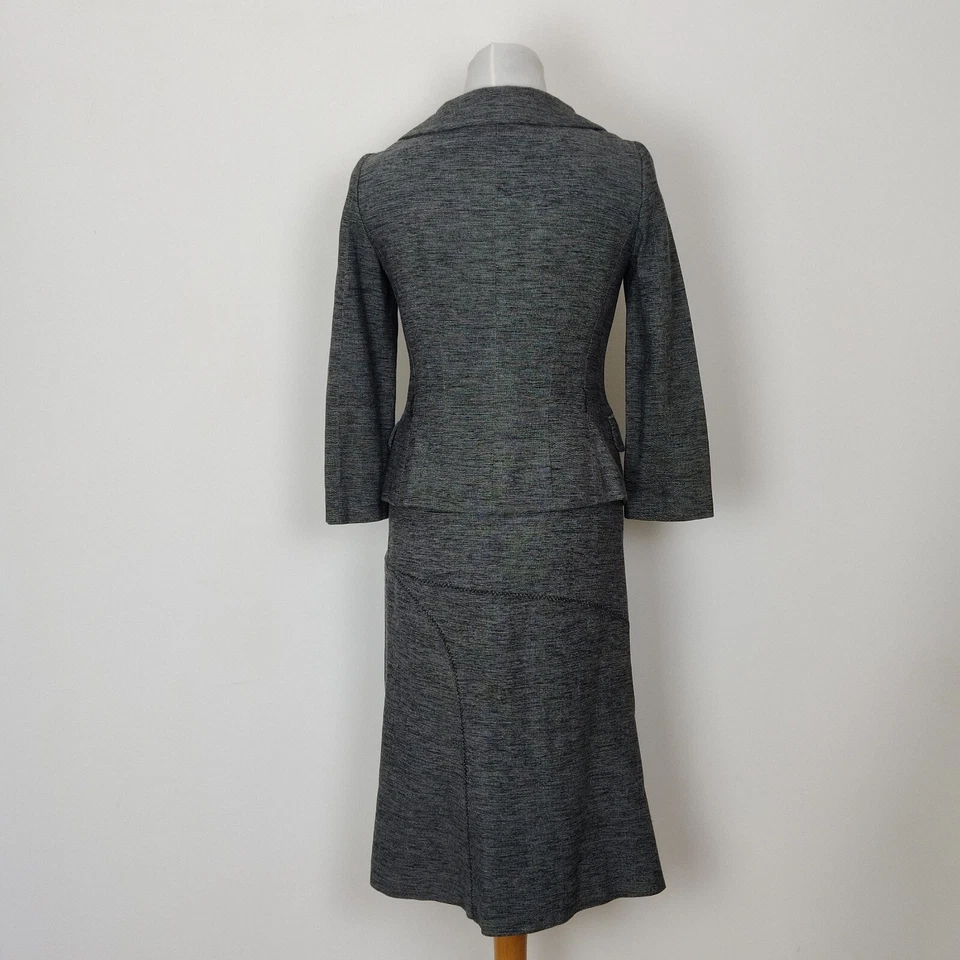 Conjunto de traje falda vintage Alberta Ferretti talla UK 6/8 gris 2 piezas línea principal Foto 3 de 4