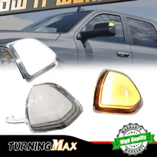For Dodge Ram 1500 2500 3500 Amber+White LED Side Mirror Turn Signal Light Clear