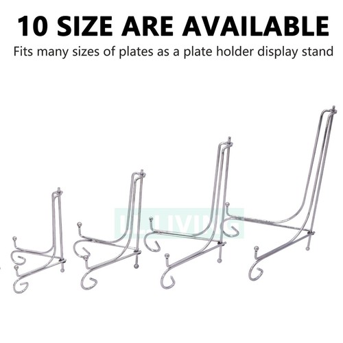 Plate Stands Iron Display Easel Photo Picture Bowl Dish Book Holder Frame Silver - Picture 2 of 14