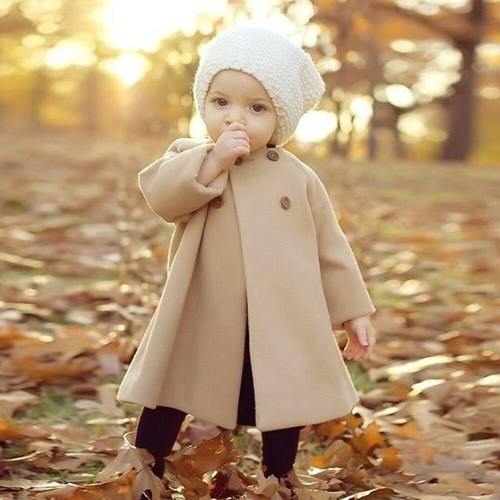 Autumn Winter Girls Kids Baby Outwear Cloak Button Jacket Warm Coat Clothes US - Picture 5 of 13
