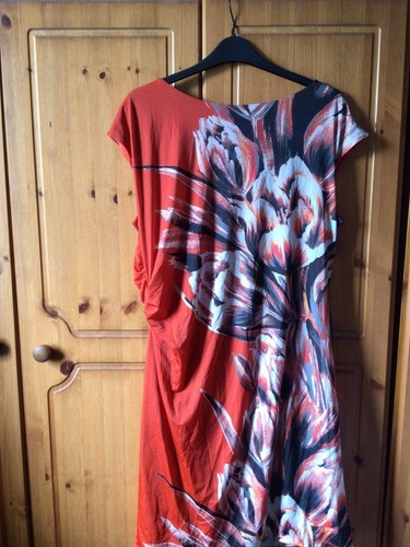 BNWT Size 18 Stunning Roman Originals Orange Floral Dress - Picture 3 of 3