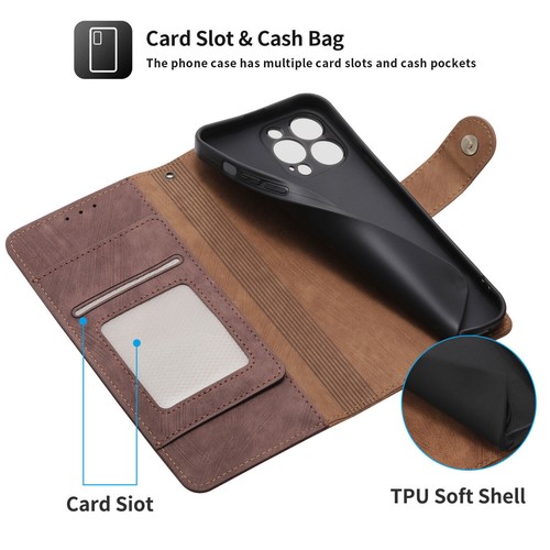 Zipper Flip Leather Wallet Phone Case For iPhone 14 13 12 11 Pro Max XR XS 8 7 6 - Picture 34 of 70