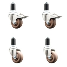 3.5 Inch 316SS High Temp Glass Filled Nylon 1-1/2 Inch Stem Caster Set 2 Brake