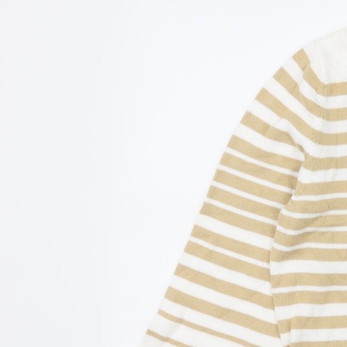 Kaleidoscope Womens White Scoop Neck Striped Cotton Blend Jumper Size 16 - La - Picture 6 of 12