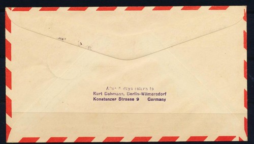 Campana del Estado de Berlín 1954 de Alemania a EE. UU. + en Panamá primer vuelo FFC cubierta de correo aéreo - Imagen 2 de 2