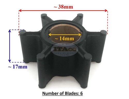 Water Pump IMPELLER 0389623 for Johnson Evinrude OMC Outboard 6 - 14HP 14MM 2/4 - Picture 2 of 6