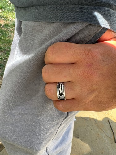 Herzschlag Puls schlichter Ring echt oxidiert 925 Silber 9 mm Ehering Gr. 7-13 - Bild 5 von 20