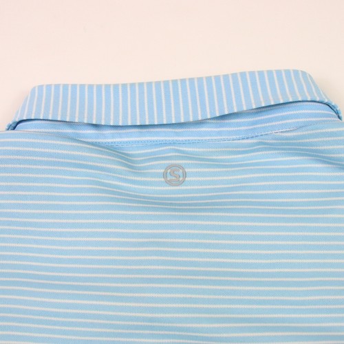 Stitch Polo Short Sleeve Golf Blue Striped Performance Shirt Mens Medium XL - Picture 9 of 10