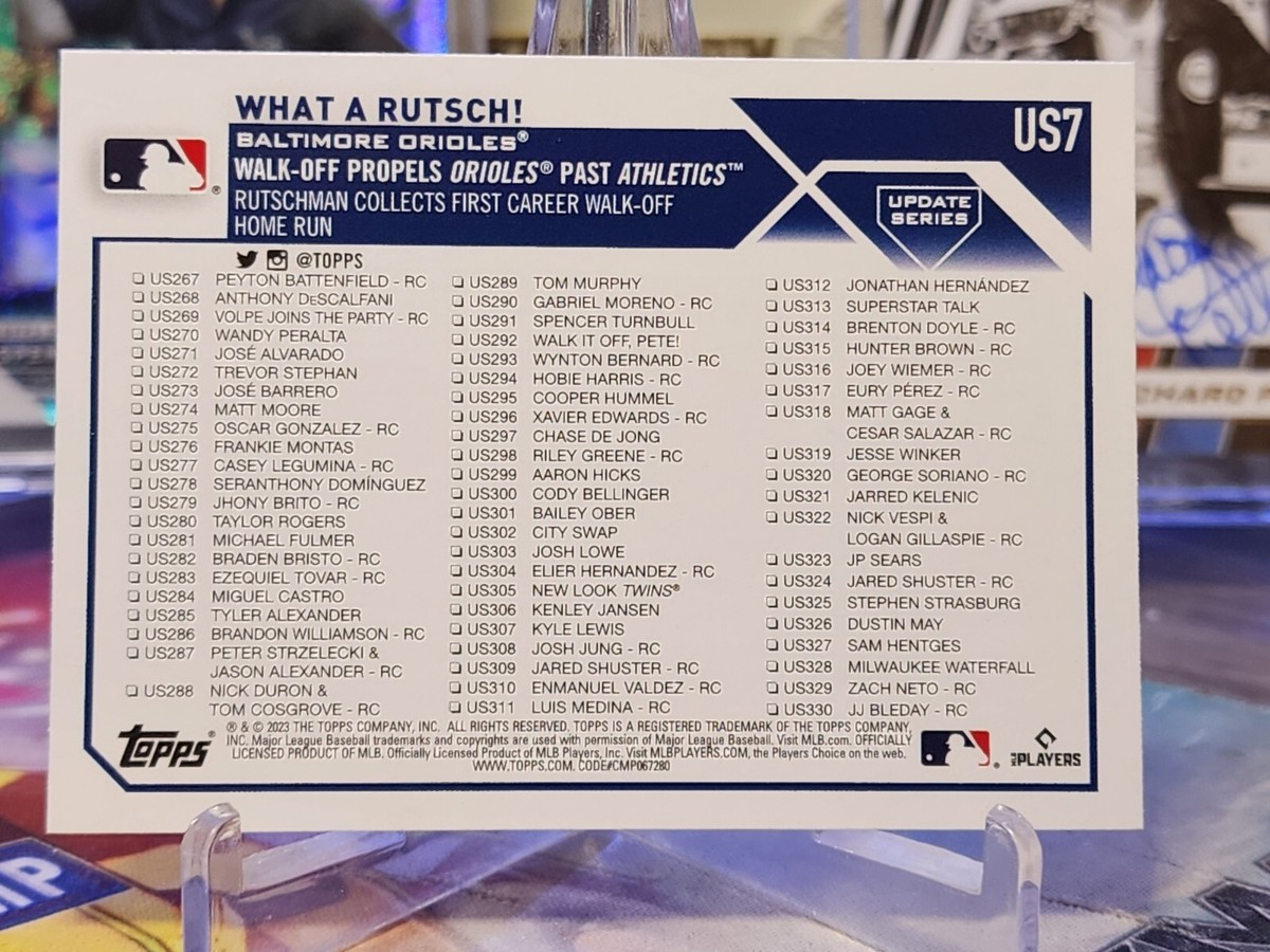 2023 Topps Update Series US7 What A Rutsch Adley Rutschman 2023 Topps Update Series US7 What A Rutsch Adley Rutschman