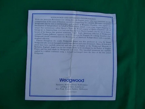 WEDGWOOD BLACK AND WHITE JASPER AMERICAN BICENTENNIAL LOVING MUG WITH COA.& BOX - Picture 12 of 15