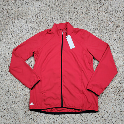 Adidas Jacket Womens Large Red Zip Athletic Lightweight Running