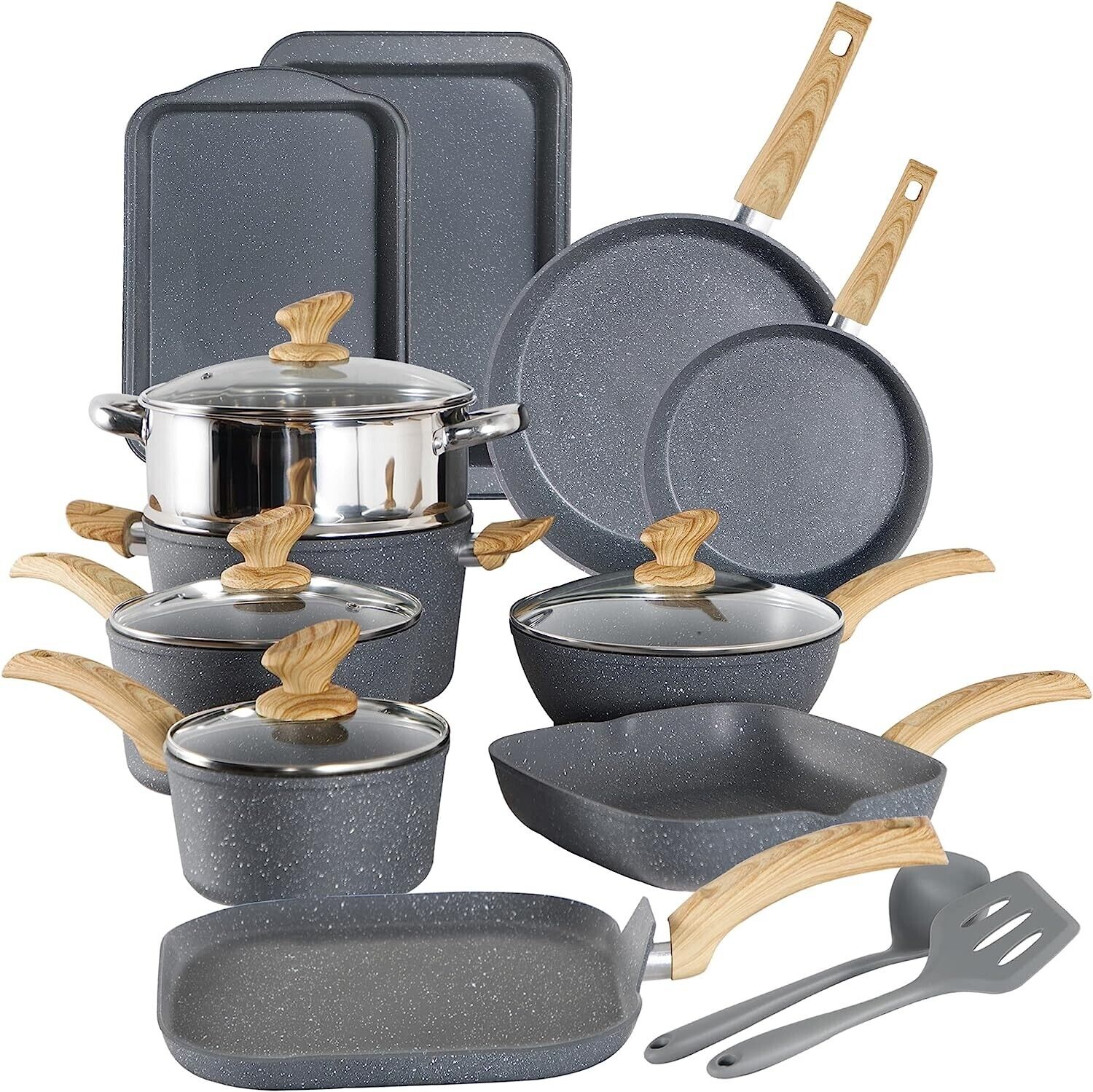 Granitestone Cookware Set, Aluminum, Non Stick 1 Ea