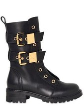 New* Giuseppe Zanotti Black Leather & Gold Buckle Combat Moto Boots Sz 38.5