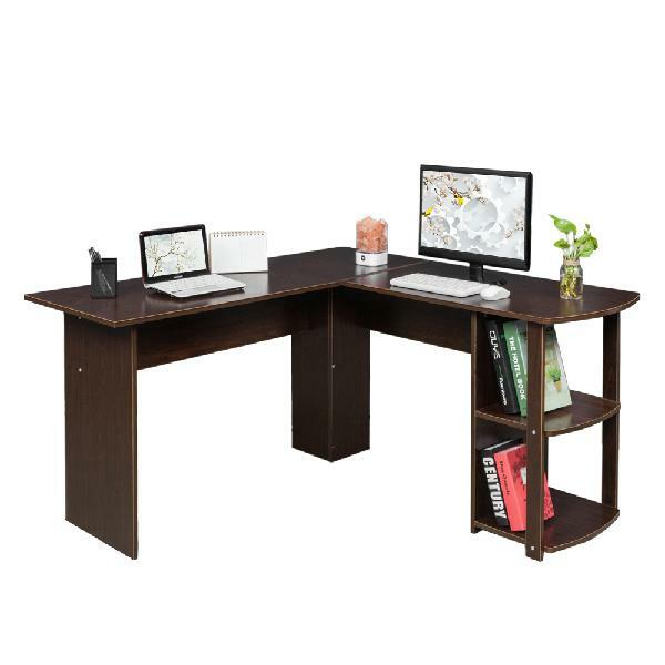 Ktaxon L Shaped Computer Desk Wood Office Corner Laptop Study