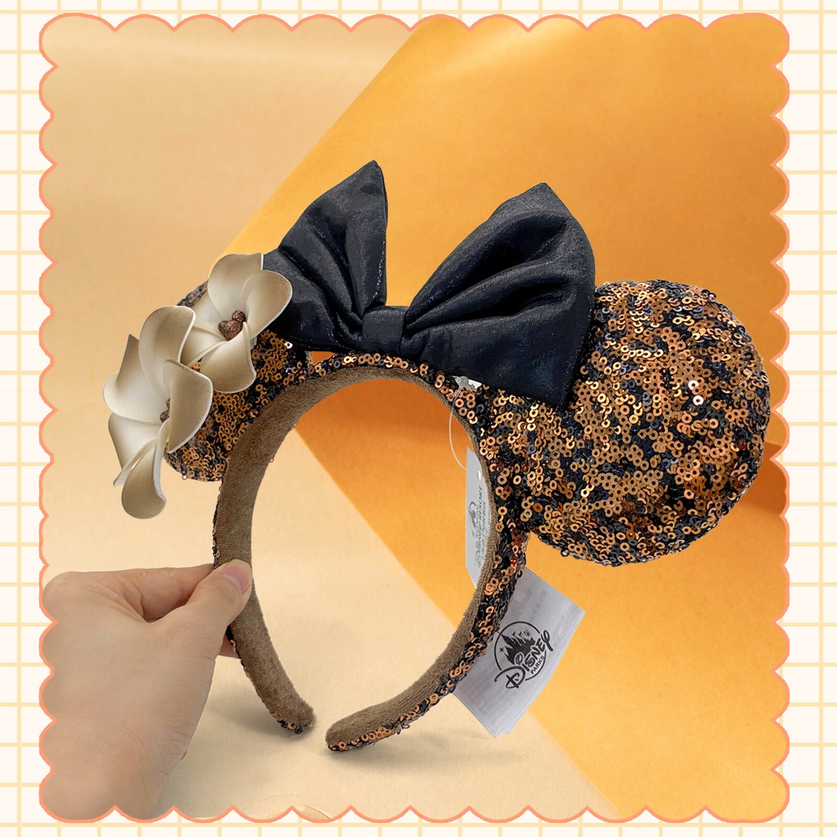 Aulani Hawaii New Flower Black Gold Plumeria Minnie Ears  display picture 3