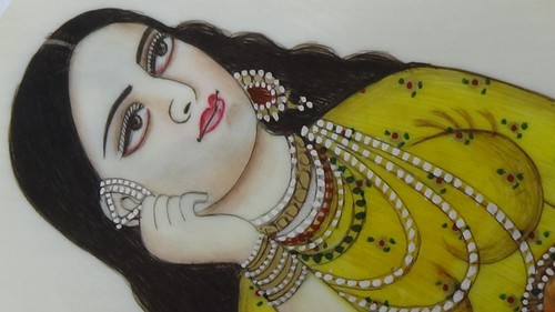 Par de Pinturas de Retrato Antiguo India Dinastía Mogol Emperador y Emperatriz ¡RARO! - Imagen 7 de 14