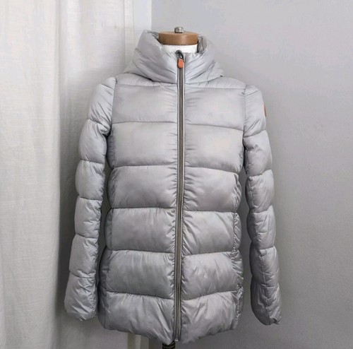 Save The Duck Girls Puffer Jacket Silver Size 12 - Picture 2 of 4