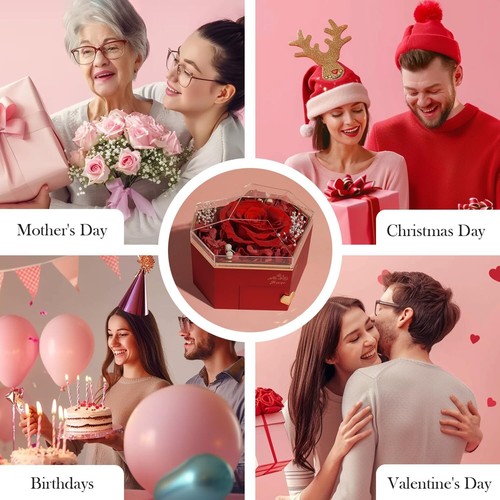 Ewige Rose Geschenkbox für Frauen, Konservierte Rose Geschenk Box mit Halskette - Bild 14 von 15