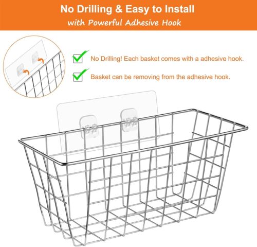 Hanging Baskets for Organizing, Cabinet Door Organizer with Adhesive, 4 Packs - Picture 6 of 7