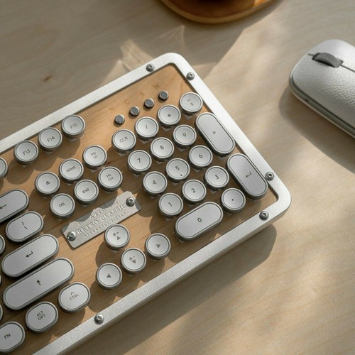 Azio Retro Classic Bluetooth (Maple) - Luxury Vintage Backlit Mechanical KB New - Picture 6 of 6