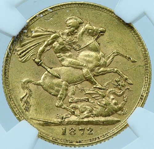 1872 GREAT BRITAIN Antique UK Queen Victoria OLD Gold Sovereign Coin NGC i121427 - Picture 2 of 4