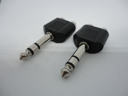 2x 1/4"" 6,35 mm enchufe conector adaptador hembra doble RCA - Imagen 2 de 10