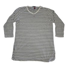 Tommy Hilfiger T-Shirt Dress XL Women's Long Sleeve White Striped Casual Preppy