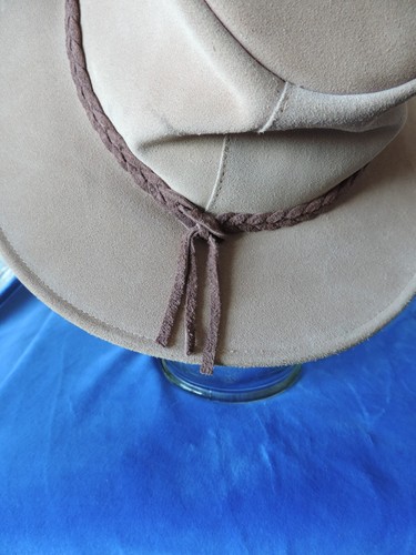 Wildleder Leder Cowboy Hut Beige Oxford Blau Medium Wild West - Bild 3 von 5