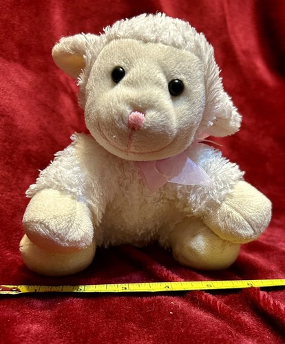 Amscam Peluche Agnello Peluche Morbido Crema Texturizzato Morbido 8” Regalo Baby Shower - Foto 3 di 22
