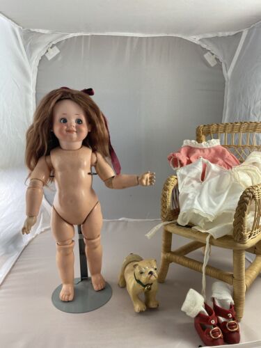 Muñeca alemana antigua de Google de 14,5"" cuerpo de niño pequeño AM 323 Adorable! - Imagen 8 de 12