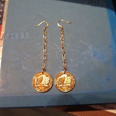 24K Gold-Plated Native American Handmade One of a Kind Earring Coins FREE  SHIP