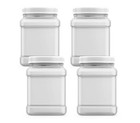 Paquete de 4 frascos cuadrados de plástico de 64 oz con asa y tapa