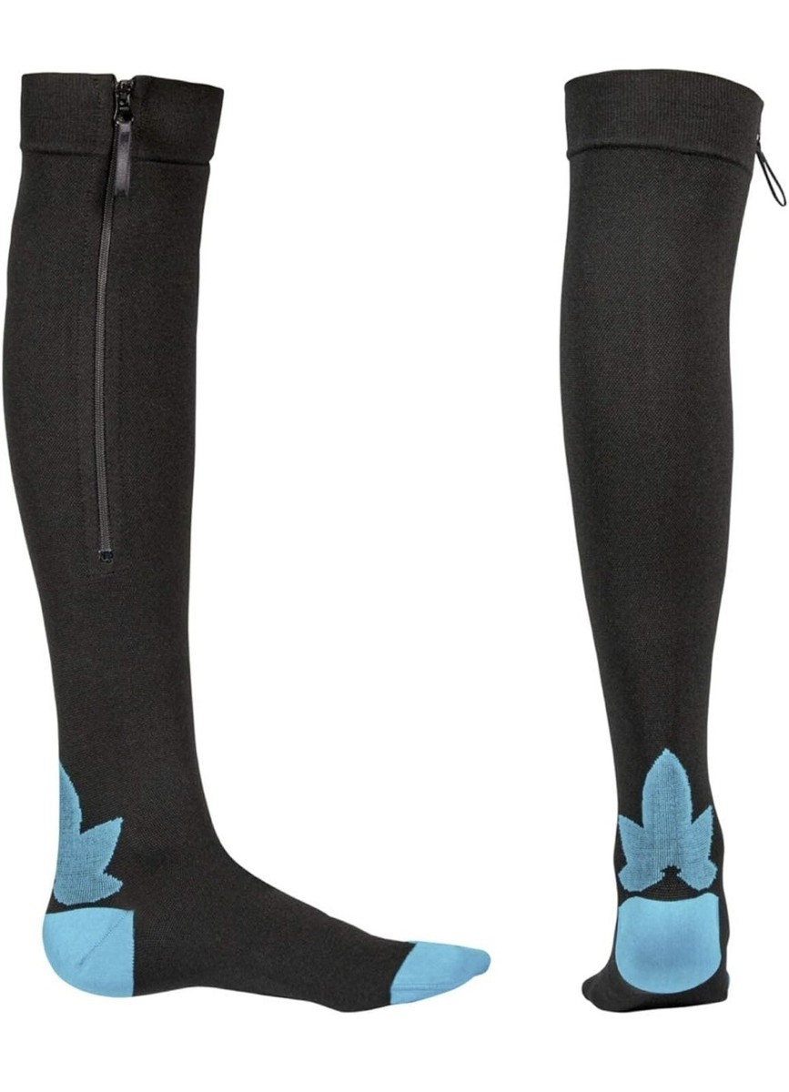 Craib 20-30 MmHg Zipper Compression Socks - Knee-High For Women & Men, Closed Toe, Shrink-Resistant