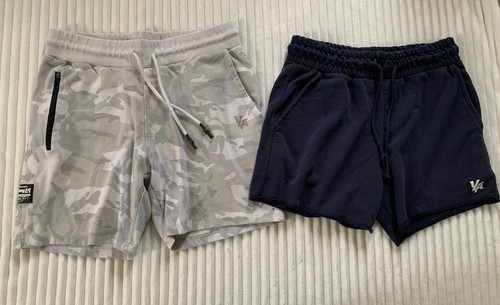 2 Paar YoungLa Shorts Herren XL Sweatshorts Gummibund blau & tarnfarben