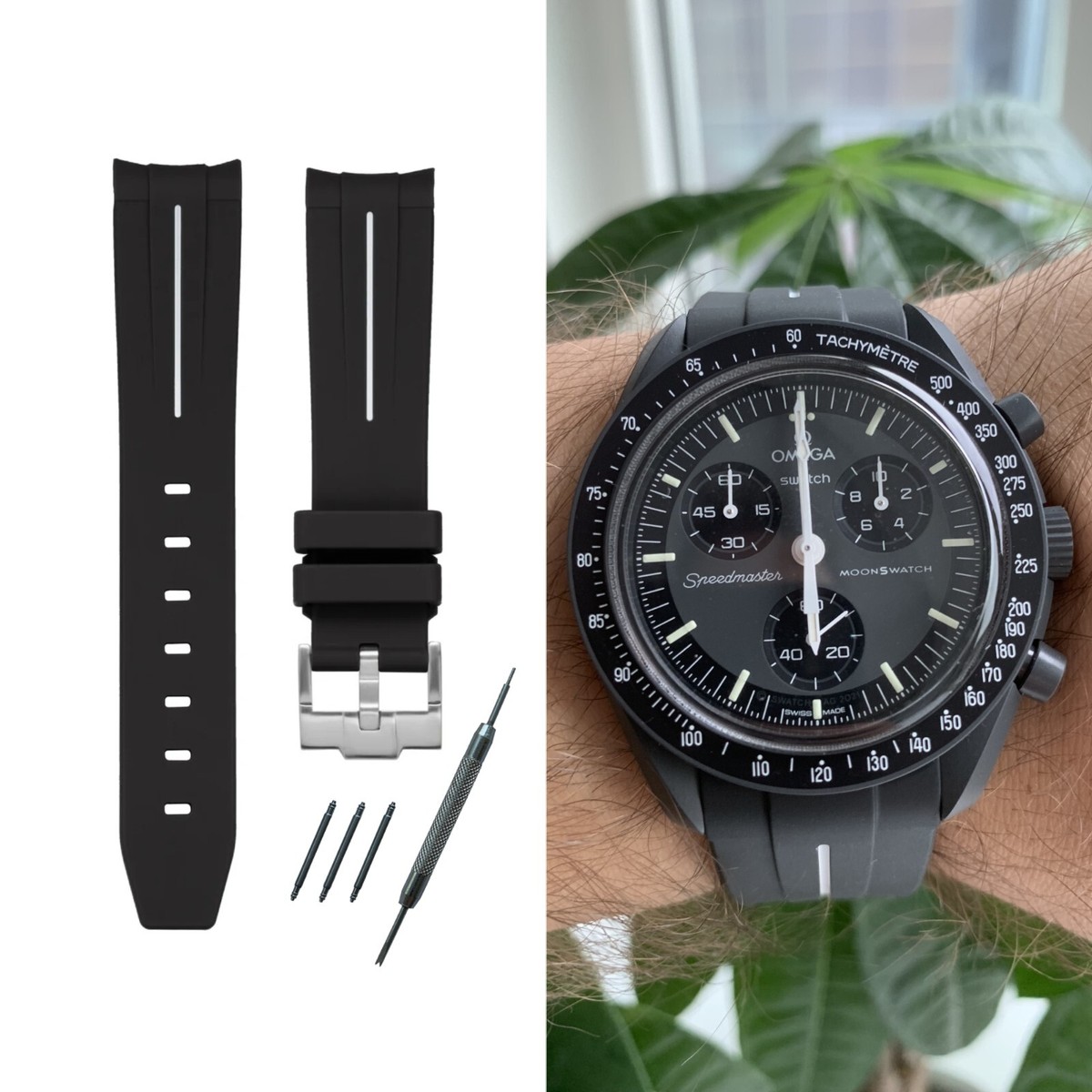 1品のみ　オメガスウォッチ　ムーンスウォッチ用ブラックジュビリーブレス　ステン Amazon | OMEGA × SWATCH Moon 正規品 オメガ スウォッチ
