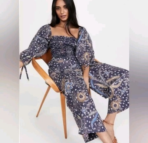Cara Cara Jazzy Jumpsuit Batik Navy Floral Size M NWOT $595 - Picture 2 of 15