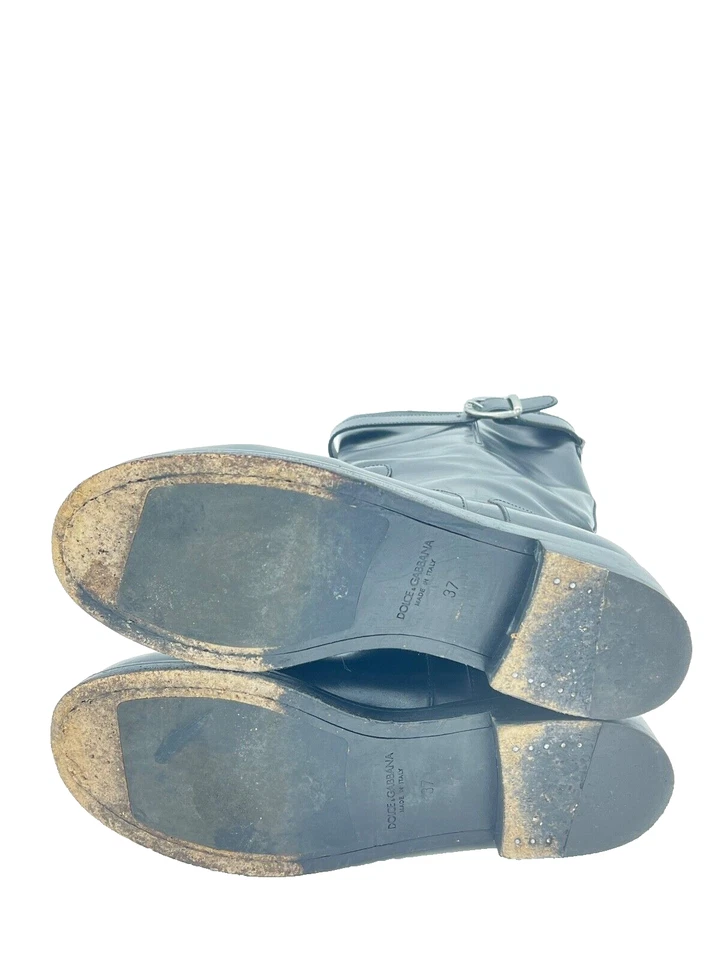 DOLCE&GABBANA BIKER TUBO SCARPE Botas De Piel Negras Para Mujeres T.37 US.7 UK.4 - Imagen 3 de 4